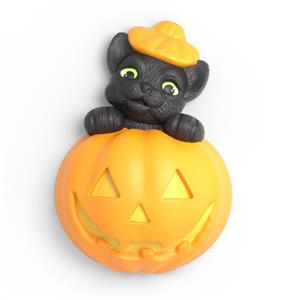 Silicone mold - Halloween with pumpkin and cat