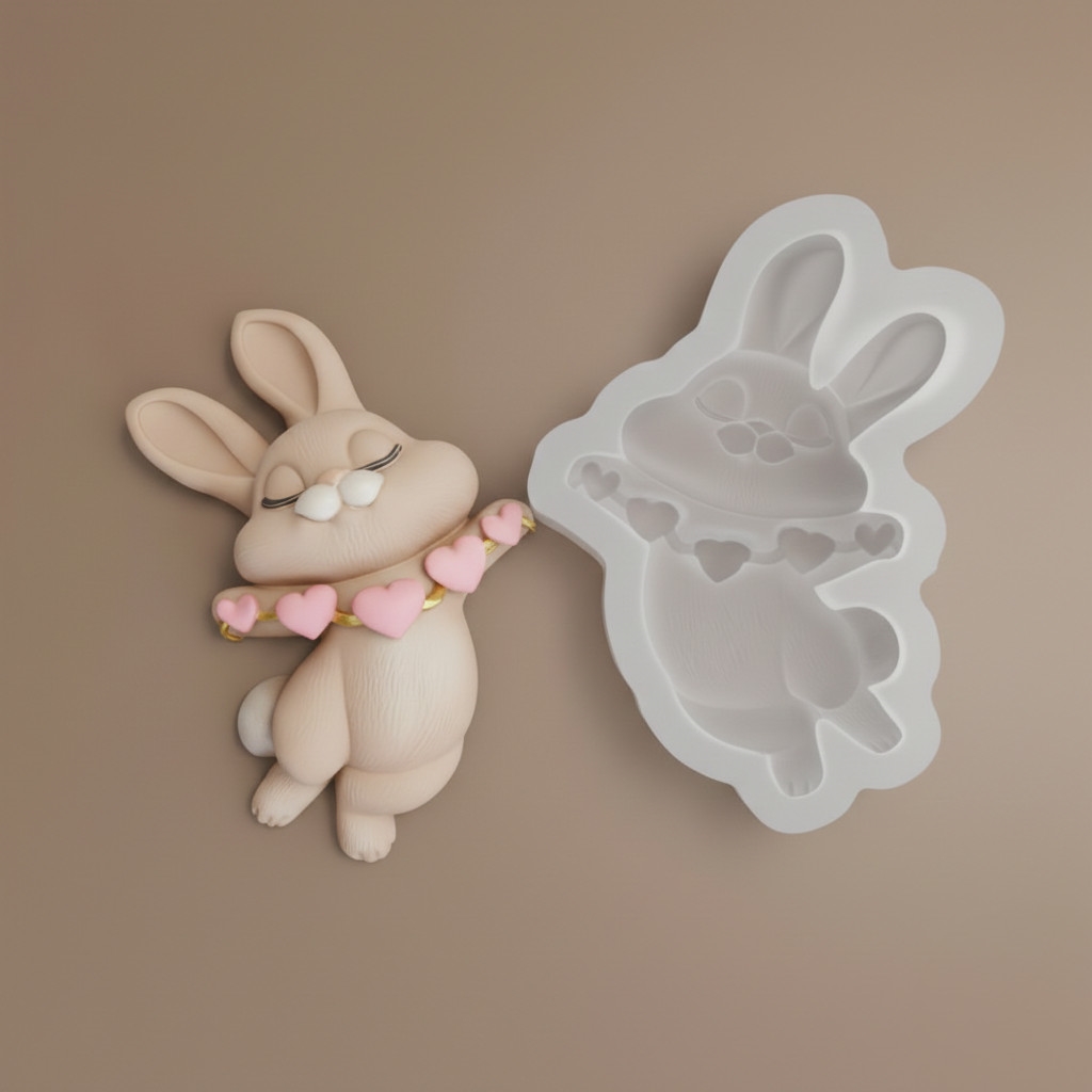 Rabbit with string of hearts